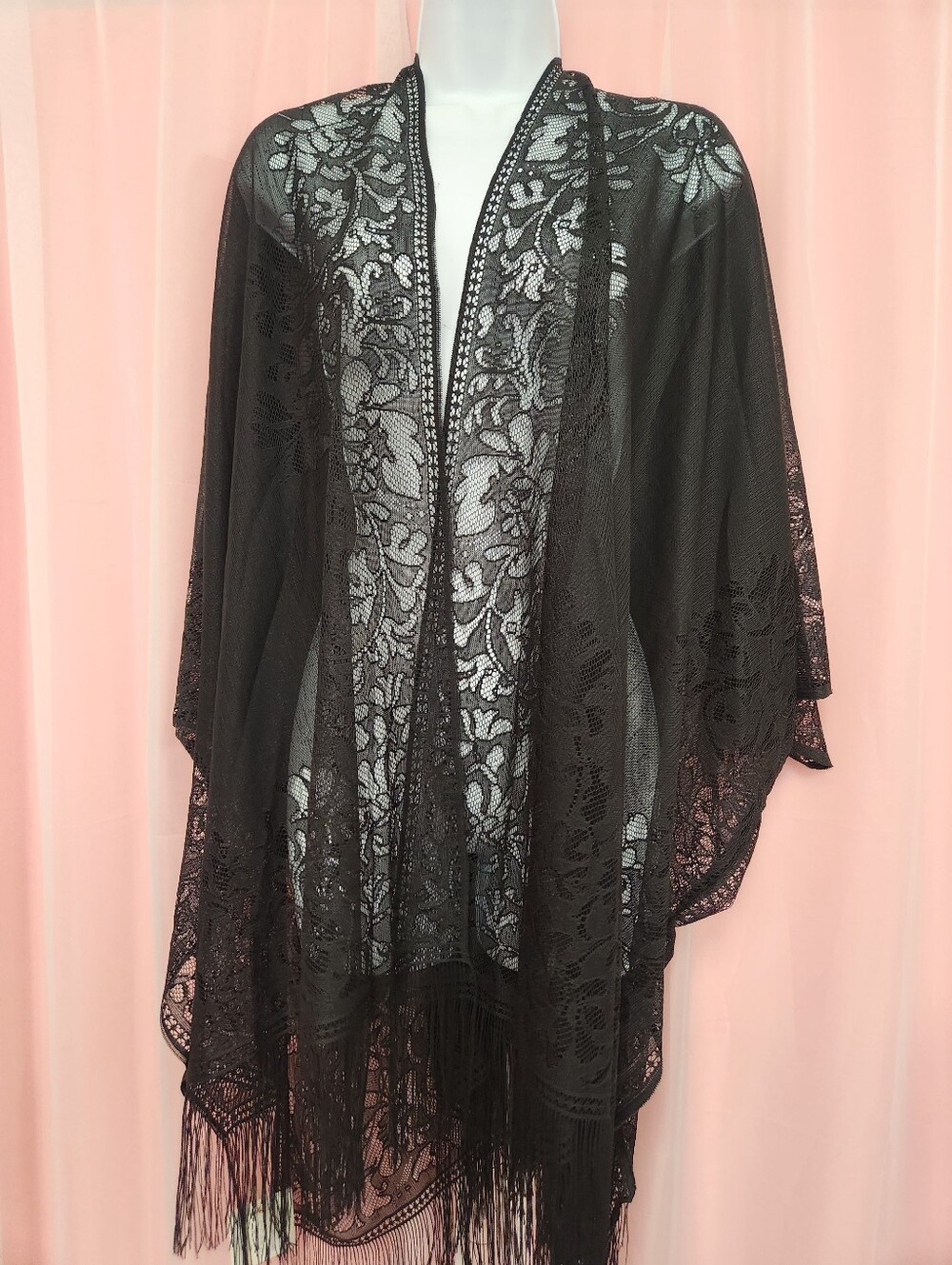 Black Lace Sheer Kimono Cover-Up